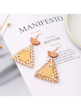 Rattan Triangle Dangle Earrings 