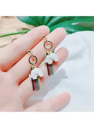 Adorable Elephant Tassels Dangle Earrings 