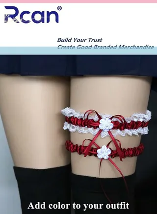 2 Pack Lace Garter Bows Wedding Bridal Garter Fashion Leg Accessories Leg Rings for Girls and Women 