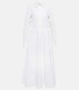 Bow-embellished cotton shirt dress