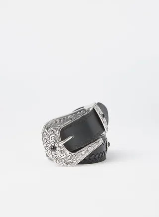 Pearl Buckle Belt Black/Silver 