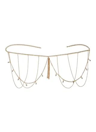 Faux Pearl Tassel Waist Belly Chain Gold 
