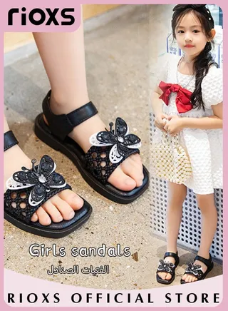 Little Kids Girls Fashion Non-Slip Soft Sole Floral Sandals Princess Adjustable Shoes Lightweight Breathable Ankle Strap Sandals 