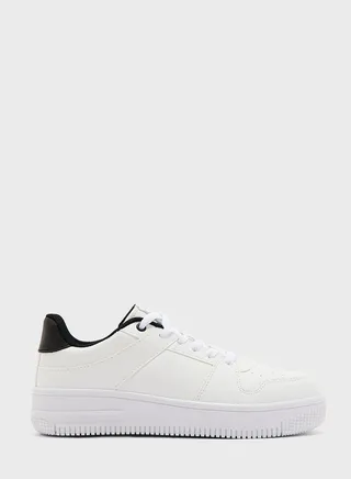 Boy Flat Sole Faux Leather Sneaker 