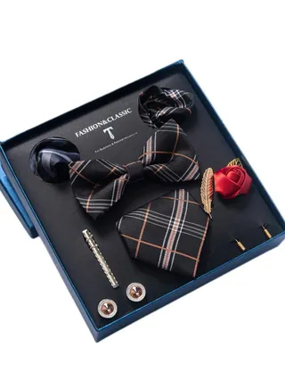 8pcs tie set bow tie men's accessories brooch brooch cufflinks formal suit accessories set 