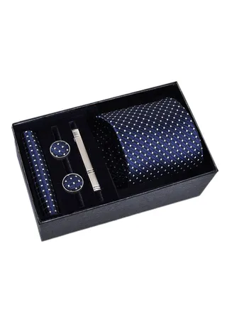 5 Pcs Men's Tie Square Scarf Cufflinks Tie Clip Business Men's Trendy Suit 