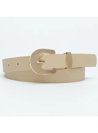 Belt New Design Alloy with Resin Pin Buckle PU Leather Belt Elegant Solid Color Women's Decoration Belt 