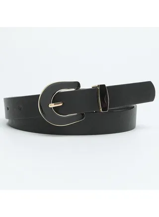 Belt New Design Alloy with Resin Pin Buckle PU Leather Belt Elegant Solid Color Women's Decoration Belt 