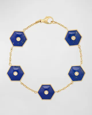 Baia Sommersa 18K Yellow Gold Bracelet with White Diamonds and Lapis