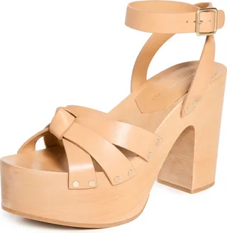 Loeffler Randall Abbie Knot Clog Sandals with Ankle Strap