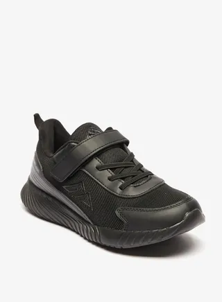 Textured Low Ankle Sneakers with Hook and Loop Closure 