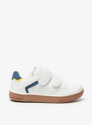 Boys Textured Sneakers with Hook and Loop Closure 