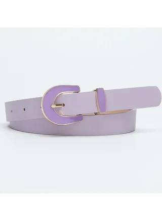 Belt New Design Alloy with Resin Pin Buckle PU Leather Belt Elegant Solid Color Women's Decoration Belt 