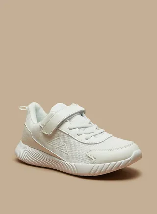 Textured Low Ankle Sneakers with Hook and Loop Closure 