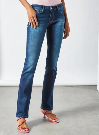 Bootcut Fit Mid Rise Jeans Blue 