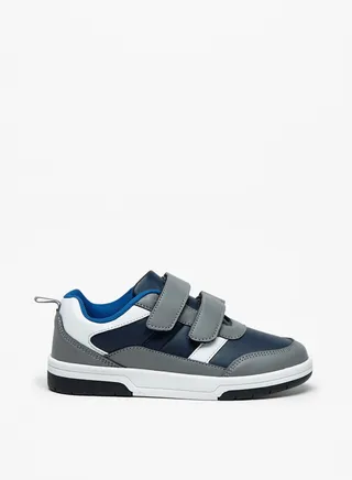 Boys Paneled Casual Sneakers With Hook And Loop Closure By Shoexpress 