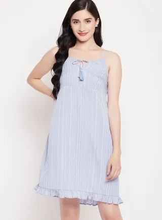 Tie Detail Ruffle Hem Slip Dress 