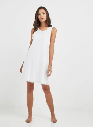 Lace Detailed Nightwear Slip White 