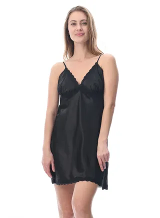 Comfortable and Elegant Chemise Sleepwear Black 
