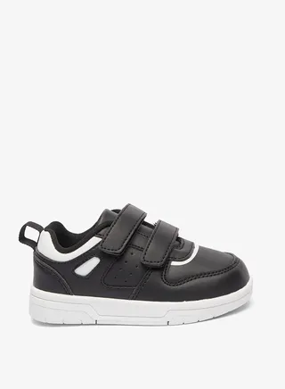 Boys Paneled Casual Sneakers with Hook and Loop Closure 