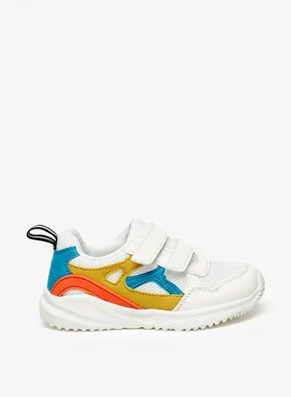 Boy's Colourblock Sports Shoes with Hook and Loop Closure 