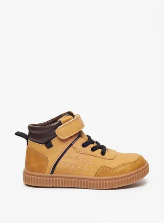 Boys'S Stitch Detail High Top Casual Sneakers With Hook And Loop Closure 