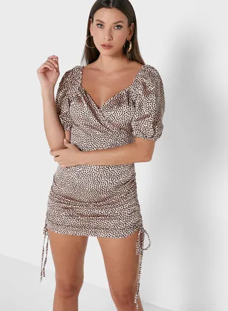 Puff Sleeve Polka Dot Dress