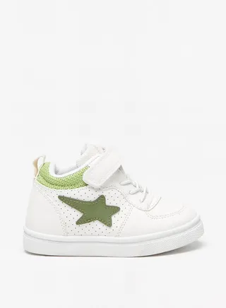 Boys Applique Detail Sneakers with Hook and Loop Closure 