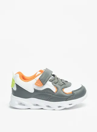 Boys Colourblocked Light Up Casual Sneakers With Hook And Loop Closure By Shoexpress 