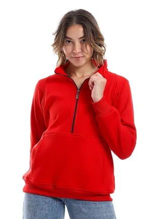 Women Closed Hoodie With Front Zipper 