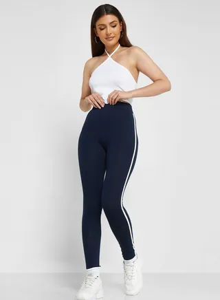 Contrast Side Paneled Leggings 