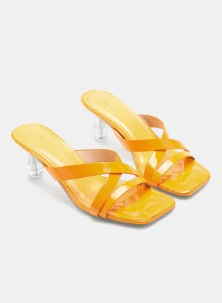 Slip-On Heeled Sandals Yellow 