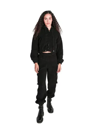 CROPPED TEDDY HOODI 