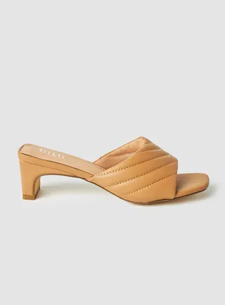 Casual Slip-On Heel Sandals Beige 