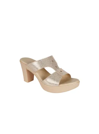 Michelle Morgan Ladies Block Heel Sandals 214RC181 Beige 