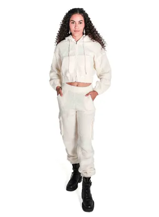 CROPPED TEDDY HOODI 