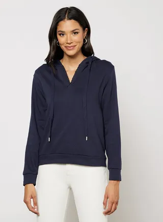 Solid Lace Hoodie Navy 