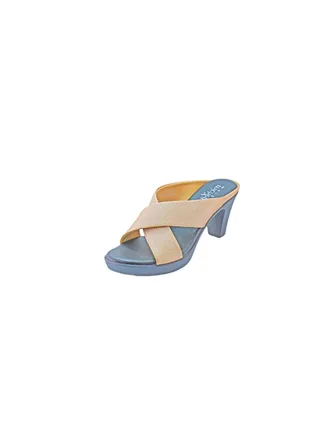 Mid Heel Dress Sandals Gold/Blue 