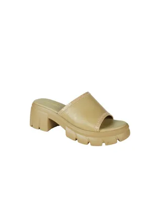 092-2582 Michelle Morgan Ladies Block Heel Sandals Beige 214RJ636 