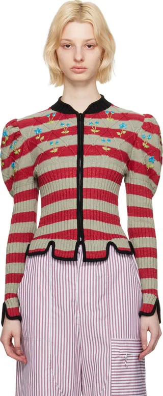 Cormio Beige & Red Divna Cardigan