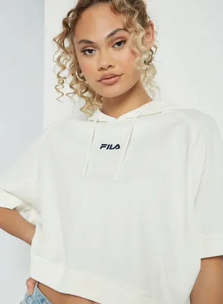 Cropped Short Sleeve Hoodie White 