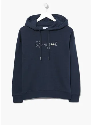Navy Life Is Good Slogan Hoodie 