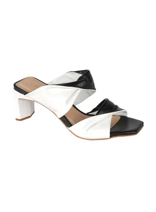 Carrano Ladies Open Mule Duo Twist Thin Heel Leather 341019 Cab0753 