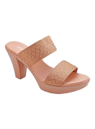 Stylish Slip On Heeled Sandals Pink 