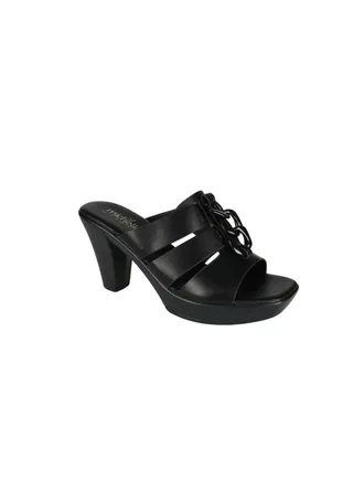 Michelle Morgan Ladies Cone Heel Square Toe Sandals 214RJ519 Black 