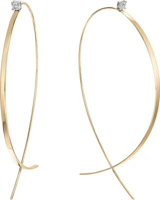 Large Flat Upside Down Diamond Hoop Earrings