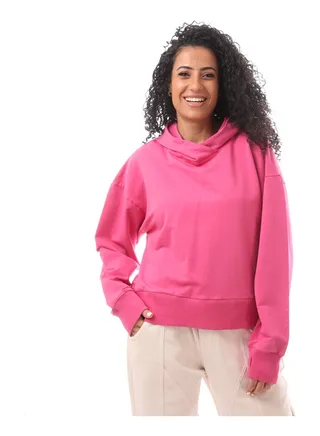 Basic Long Sleeve Hoodie - Fushia 