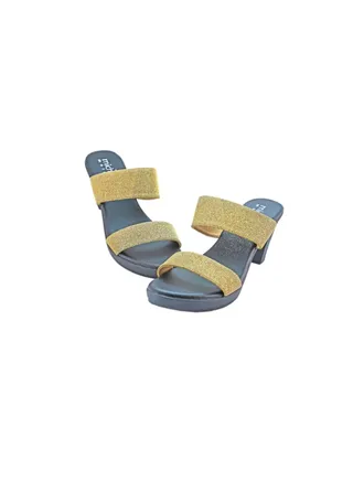 Mid Heel Dress Sandals Gold/Blue 