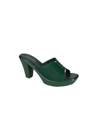 Michelle Morgan Ladies Cone Heel Square Toe Sandals 214RJ513 Green 