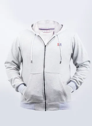 Heavy Sweatshirt Zip-up Hoodie - Grey 